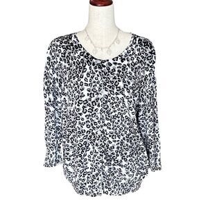 Basic Edition's Women's Button Up Cardigan Leopard Cheetah Print XL